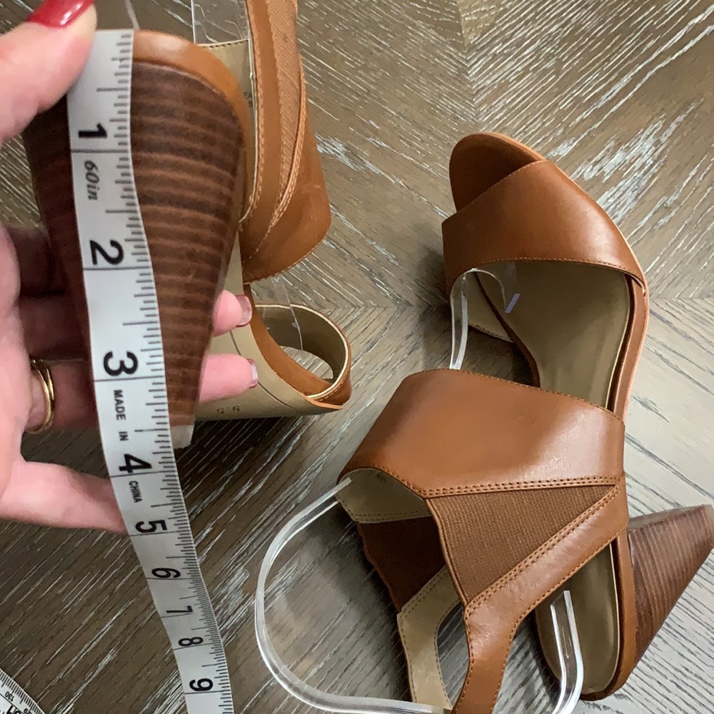 Karl Lagerfeld Paris Floquet brown strappy leather sandal heels Size 9.5M - Picture 16 of 17
